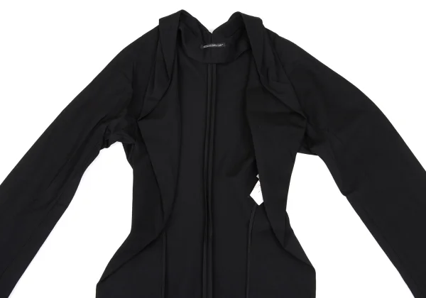 Yohji Yamamoto FEMME Wool Gaba Tuck Lapel Buttonless Jacket K-165587_003