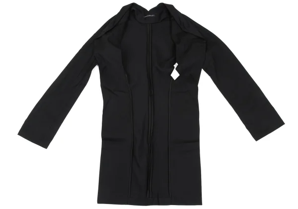 Yohji Yamamoto FEMME Wool Gaba Tuck Lapel Buttonless Jacket K-165587_008