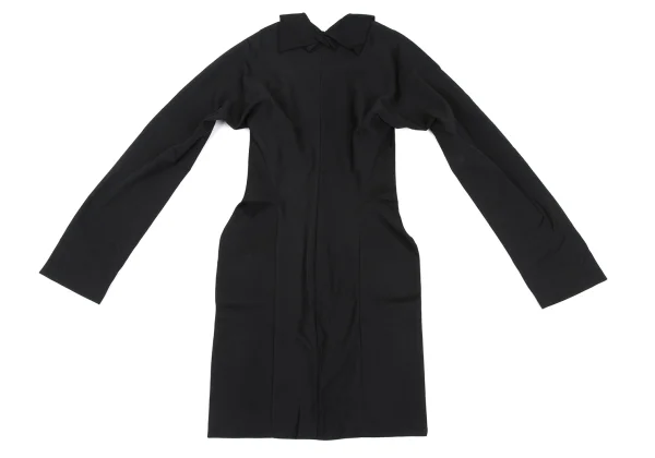 Yohji Yamamoto FEMME Wool Gaba Tuck Lapel Buttonless Jacket K-165587_009