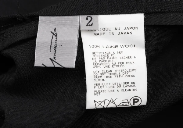 Yohji Yamamoto FEMME Wool Gaba Tuck Lapel Buttonless Jacket K-165587_012