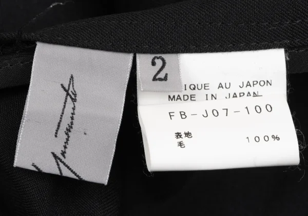 Yohji Yamamoto FEMME Wool Gaba Tuck Lapel Buttonless Jacket K-165587_013