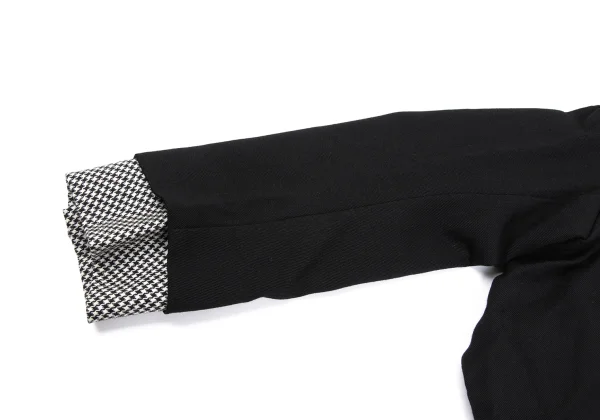ヨウジヤマモト ファムYohji Yamamoto FEMME オールドギャバ袖ハウンドトゥースレイヤードジャケット 黒1 K-165588_005