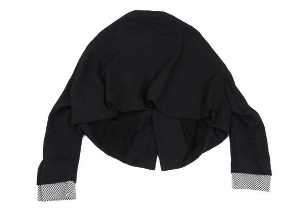 ヨウジヤマモト ファムYohji Yamamoto FEMME オールドギャバ袖ハウンドトゥースレイヤードジャケット 黒1 K-165588_009