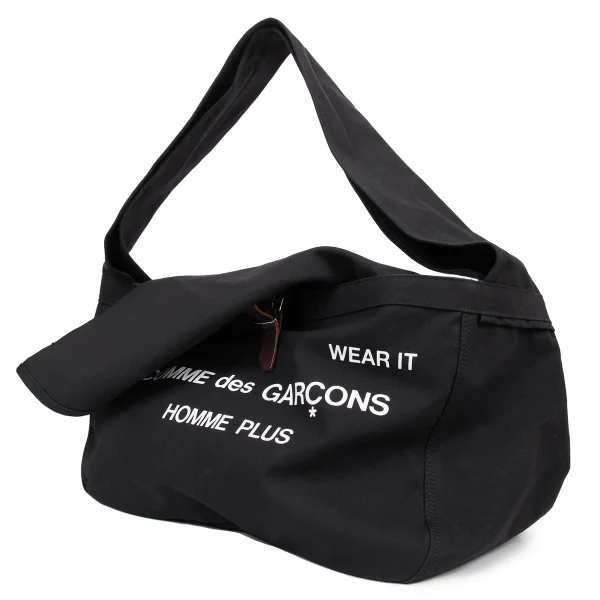 COMME des GARCONS HOMME PLUS Message Print Canvas Flap Shoulder Bag Black  K-165613_001