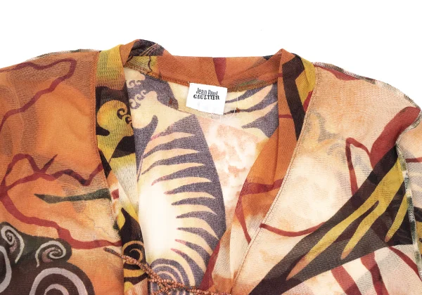 Jean Paul GAULTIER FEMME Graphic Printed Mesh Cardigan K-165621_003