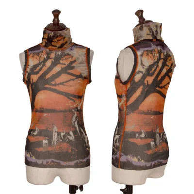 Jean Paul GAULTIER FEMME Printed Mesh Sleeveless Top