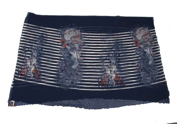 Jean Paul GAULTIER SOLEIL Tattoo Stripe Printed Mesh Stole K-165630_002