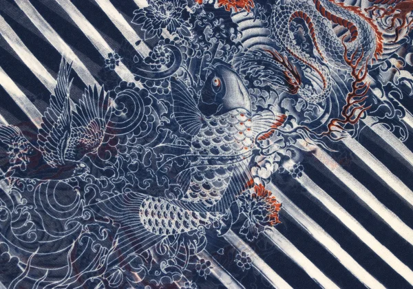 Jean Paul GAULTIER SOLEIL Tattoo Stripe Printed Mesh Stole K-165630_004