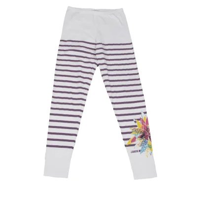 JUNIOR GAULTIER Colorful Floral Printed Striped Leggings