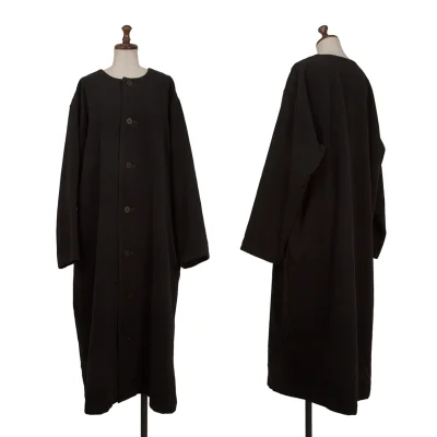 Y's Wool Collarless Long Coat