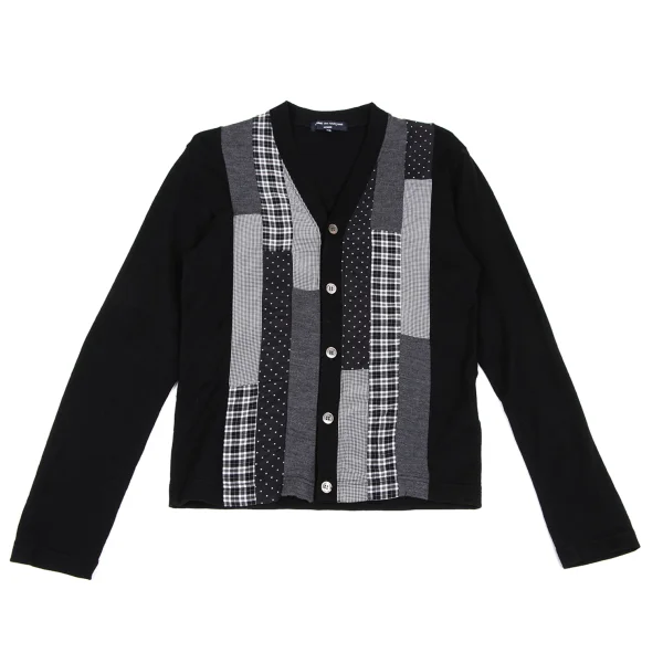 COMME des GARCONS HOMME Wool Front Switch Design Cardigan Black XS K-165640_001