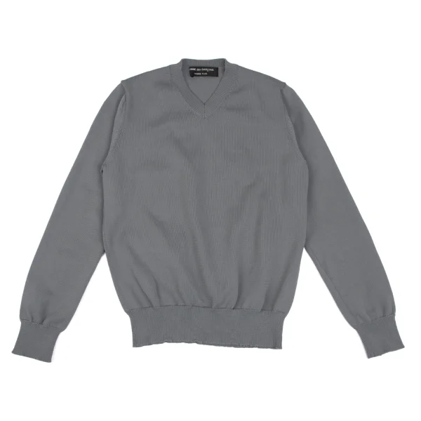 COMME des GARCONS HOMME PLUS Poly Back Embossed Design V-Neck Knit Grey S-M K-165642_001
