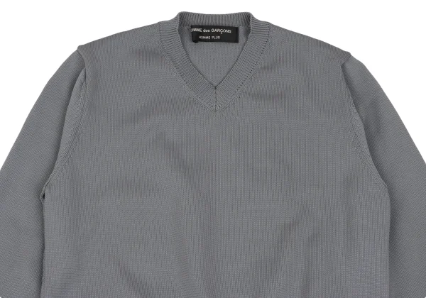 COMME des GARCONS HOMME PLUS Poly Back Embossed Design V-Neck Knit K-165642_002