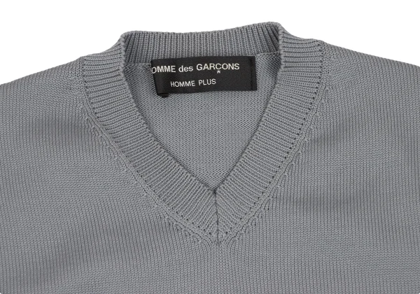 COMME des GARCONS HOMME PLUS Poly Back Embossed Design V-Neck Knit K-165642_003