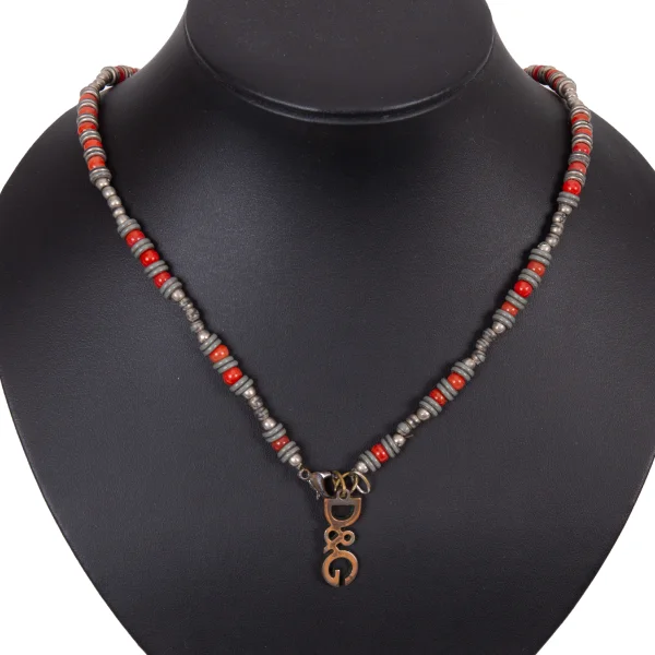 D&G Logo Top Beads Necklace Silver,Red  K-165658_001
