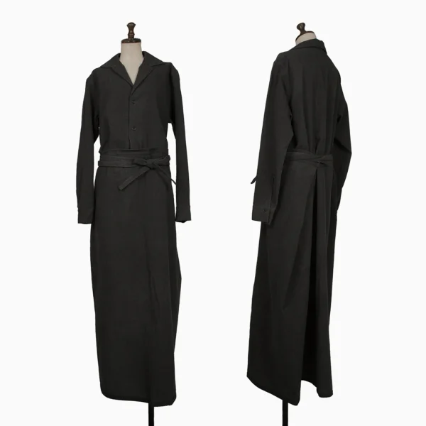 Y's bis LIMI Wool Waist String Long Shirt Dress Charcoal S K-165659_001