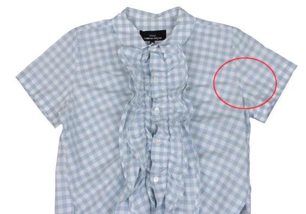 tricot COMME des GARCONS Frill Round Collar Checked Short Sleeve Shirt K-165660_003