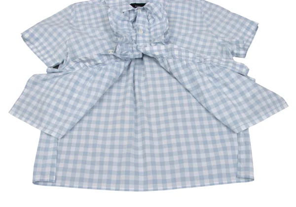 tricot COMME des GARCONS Frill Round Collar Checked Short Sleeve Shirt K-165660_014