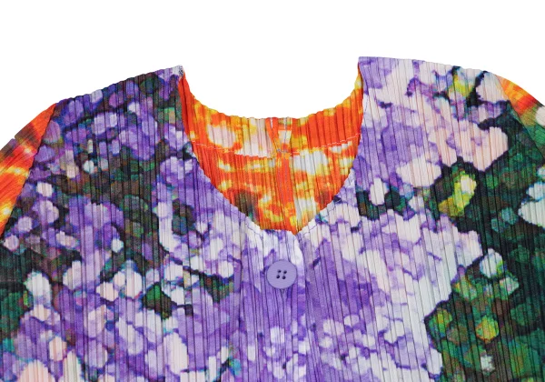 PLEATS PLEASE Colorful Graphic Print Short Cardigan K-165667_004