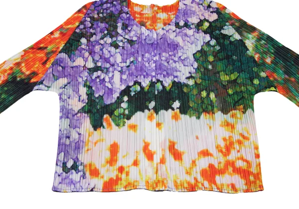 PLEATS PLEASE Colorful Graphic Print Short Cardigan K-165667_009