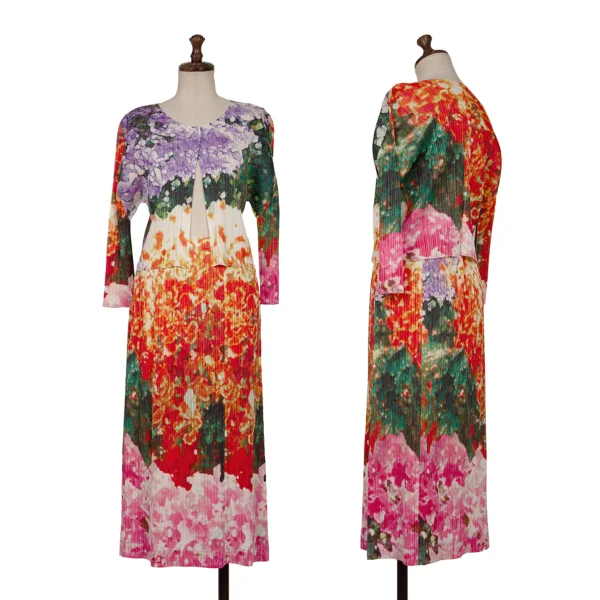 PLEATS PLEASE Colorful Graphic Print Short Cardigan & Skirt Multi-Color 3 2 K-165669_001