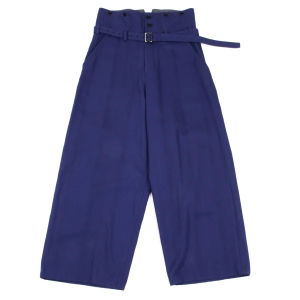 Y's Cotton High-waist Striped Weave Pants Blue 2 K-165676_001