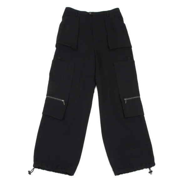 HIROKO KOSHINO TRUNK Poly Rayon Drawstring Cargo Pants Black 40 K-165680_001