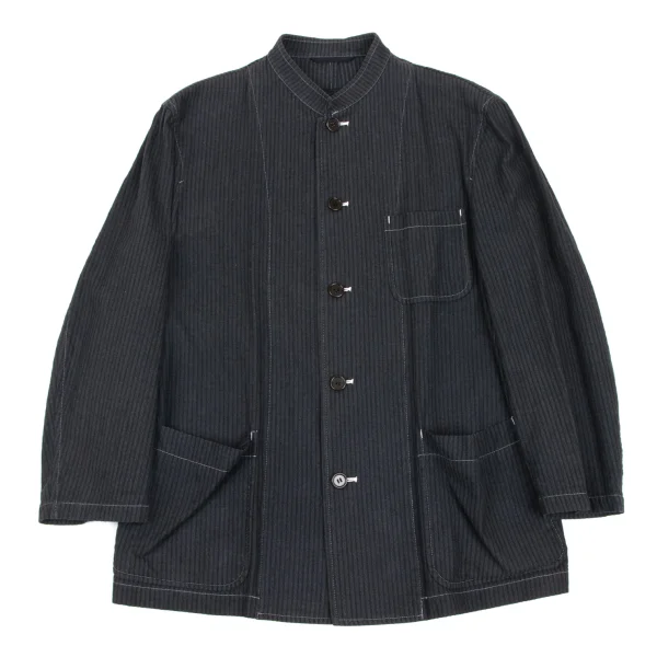 COMME des GARCONS HOMME Striped Stand Collar Jacket Charcoal S K-165691_001