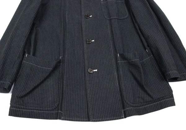 COMME des GARCONS HOMME Striped Stand Collar Jacket K-165691_012