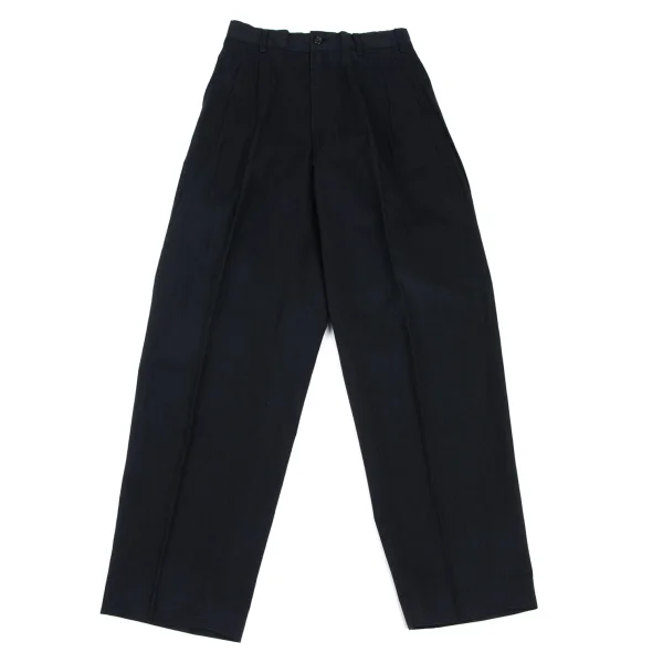 COMME des GARCONS HOMME Cotton Shadow Herringbone Two Tuck Pants Navy S K-165701_001