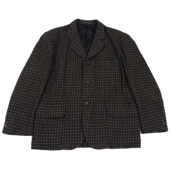 COMME des GARCONS HOMME PLUS Wool Check Tweed Gather Jacket Black,Brown S K-165713_001