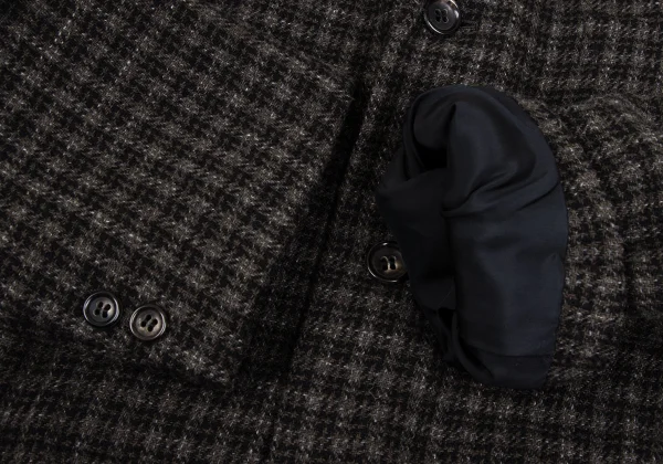 COMME des GARCONS HOMME PLUS Wool Check Tweed Gather Jacket K-165713_006