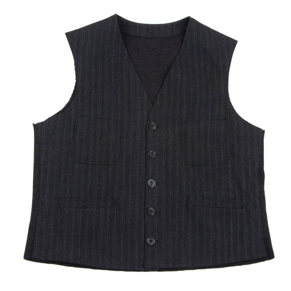 KENZO HOMME Wool Back Knit Striped Vest Charcoal 50 K-165720_001