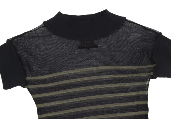 Jean Paul GAULTIER CLASSIQUE Switching Mesh Stripe T-shirt K-165726_002