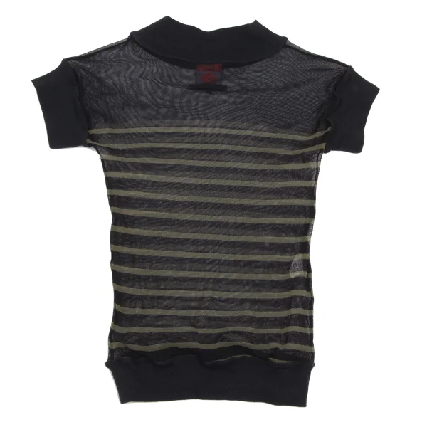 Jean Paul GAULTIER CLASSIQUE Switching Mesh Stripe T-shirt K-165726_010