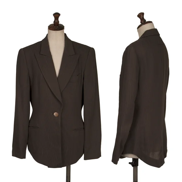 Jean Paul GAULTIER CLASSIQUE Striped Woven Jacket Charcoal 40 K-165728_001