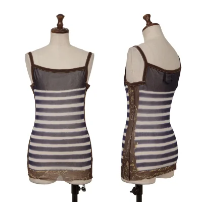 Jean Paul GAULTIER MAILLE FEMME Striped Printed Mesh Cami Top