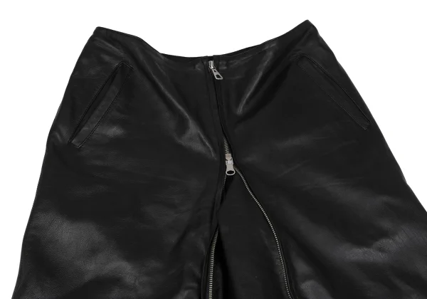 ジャンポールゴルチエ ファムJean Paul GAULTIER FEMME ラムレザーダブルジップデザインパンツ 黒40 K-165737_002