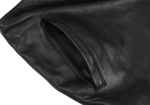 ジャンポールゴルチエ ファムJean Paul GAULTIER FEMME ラムレザーダブルジップデザインパンツ 黒40 K-165737_003