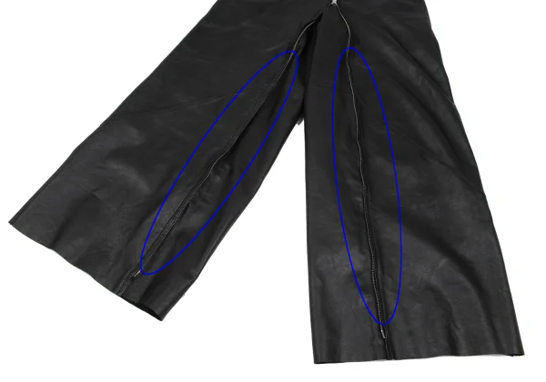 ジャンポールゴルチエ ファムJean Paul GAULTIER FEMME ラムレザーダブルジップデザインパンツ 黒40 K-165737_006