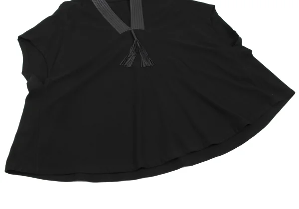 HERMES Tassel Leather Switching Wool Poncho K-165750_005