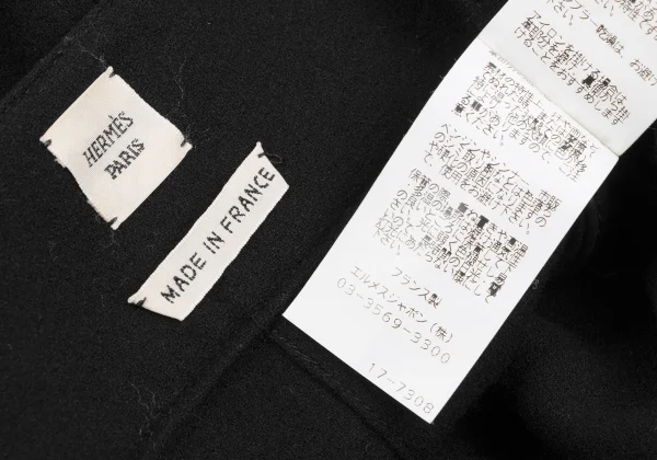 HERMES Tassel Leather Switching Wool Poncho K-165750_011