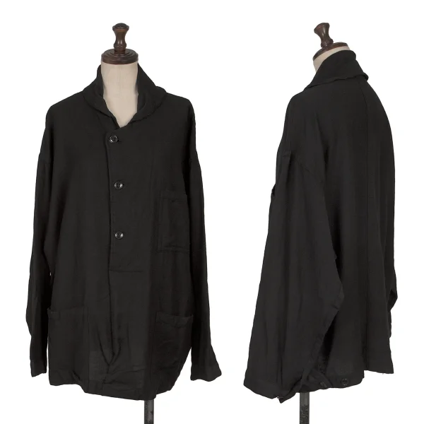 Y's Company Limited bis Wool Shawl-collar Pull-over Shirt Black S-M K-165752_001