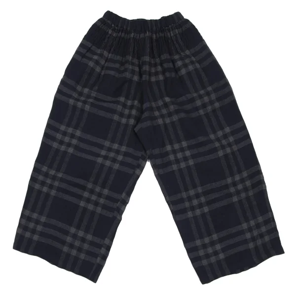 COMME des GARCONS Wool Rayon Check Wide Pants Grey,Navy S-M K-165757_001