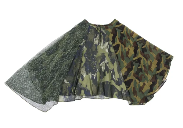 DIESEL Camo Pattern Mixed Material Draped Skirt K-165762_002