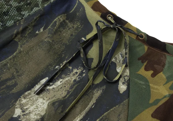 DIESEL Camo Pattern Mixed Material Draped Skirt K-165762_004