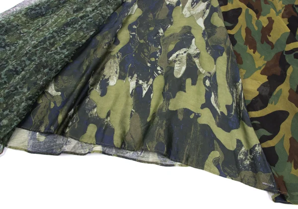 DIESEL Camo Pattern Mixed Material Draped Skirt K-165762_009