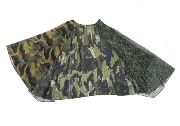 DIESEL Camo Pattern Mixed Material Draped Skirt K-165762_013