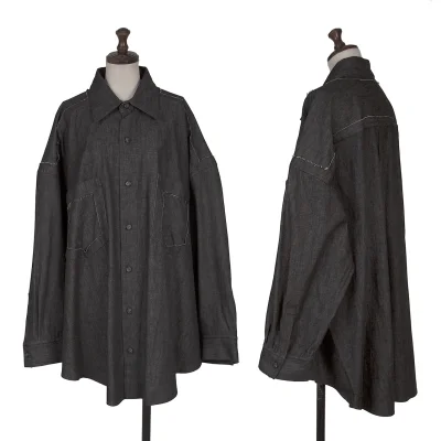 LIMI feu Cutting Design Oversized Denim Shirt