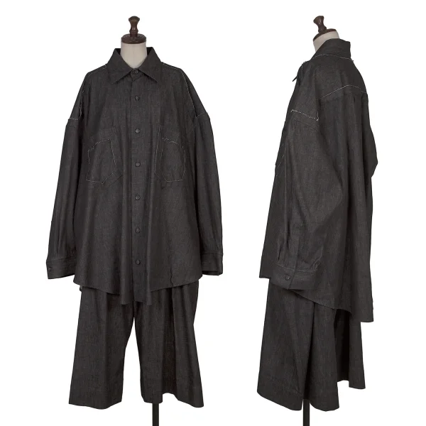 LIMI feu Cutting Design Oversized Denim Shirt K-165767_015